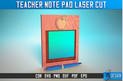 Teacher Note Pad Laser Cut SVG | Note Pad Laser Cut SVG Design | CNC