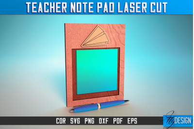 Teacher Note Pad Laser Cut SVG | Note Pad Laser Cut SVG Design | CNC