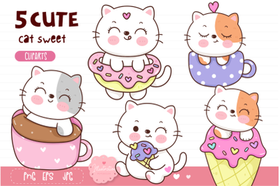 Cute cat coffee. Cat sublimation kawaii clipart baby animal