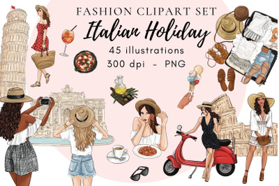 Italian Holiday travel clipart set