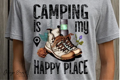 Camping Sublimation Design, Happy Camper PNG, Camping Quote