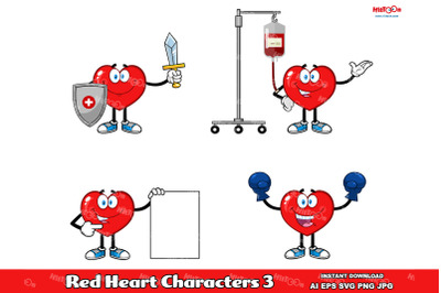 Red Heart Cartoon Mascot Characters 3