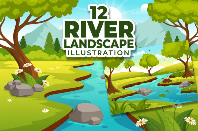 12 River Landscape Illustration