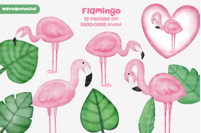 watercolor pink flamingo clipart.