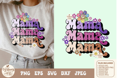 Retro mama daisy svg png sublimation, distressed png