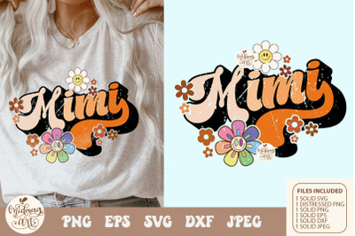 Retro mimi with daisy svg png sublimation, distressed png