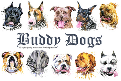 Dogs watercolor clipart