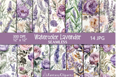 Watercolor Lilac Lavender Digital Paper | Seamless Patterns
