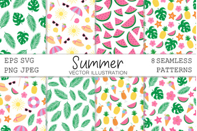 Summer seamless pattern. Summer background. Summer SVG