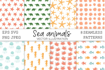 Sea animal pattern. Underwater world pattern. Sea pattern