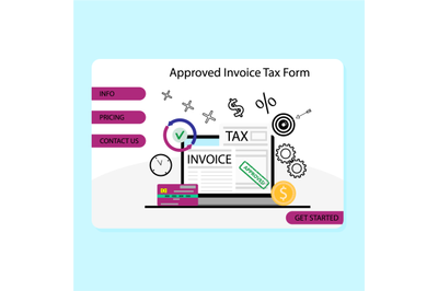 Service of tax management online, landing web page, payment invoice, t