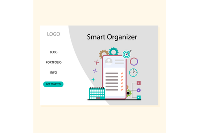 Smart organizer landing page, planning to do list online, scheduling f