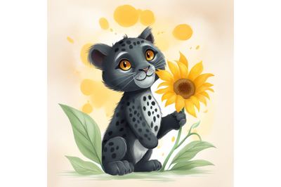 Panther with Sunflower