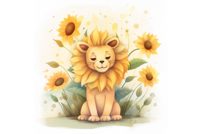 Lion with Sunflower