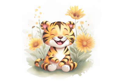Tiger with Sunflower