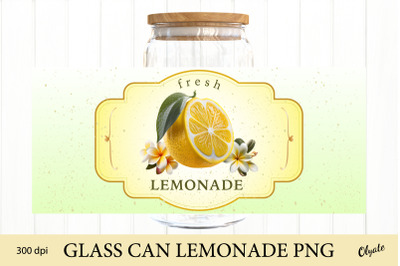 Lemonade Label Can Glass PNG. Summer Glass Can Wraps.