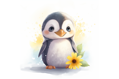 Penguin with Sunflower
