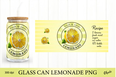 16 OZ Glass Can Wrap PNG. Lemonade Label Can Glass.