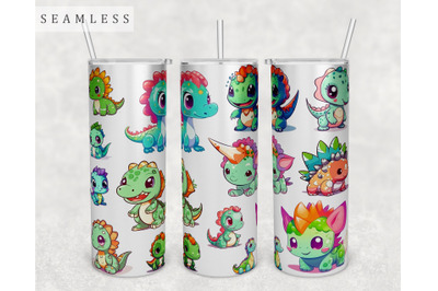 Cute Little Dinosaurs Tumbler Wrap, 20 Oz Skinny Tumbler Sublimation