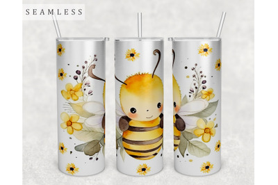 Cute Little Bee Tumbler Wrap, 20 Oz Skinny Tumbler Sublimation Design