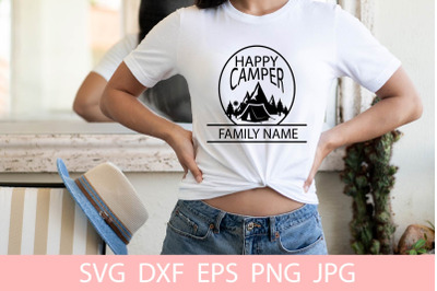 Happy Camping Family Monogram Name SVG File