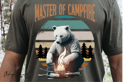Funny Camping Sublimation Design, Bear Camper and Campfire