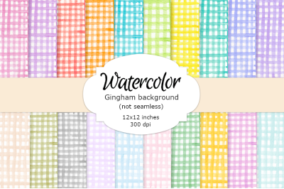 Gingham watercolor digital paper not seamless