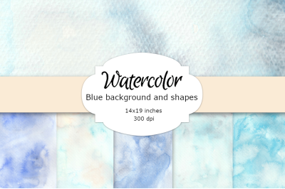 Blue watercolor digital paper background