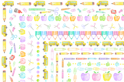 Back to school watercolor clipart frames