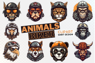 Trendy Animals Biker Clipart For Tshirt Design