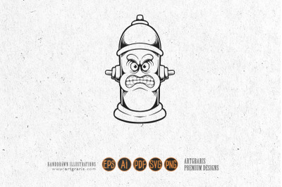 Scary classic hydrant gets angry illustrations silhouette