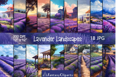 Watercolor Lavender Landscapes Digital Paper