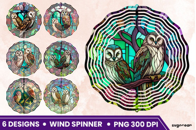 Stained Glass Owl Wind Spinner | Sublimation Designs