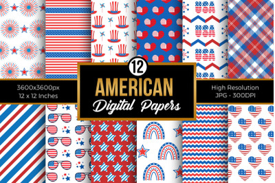 4th of July american patriotic digital papers