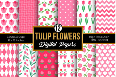 Tulip Flowers Pattern Digital Papers