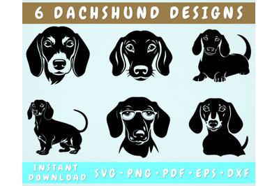 Dachshund SVG Bundle&2C; 6 Designs&2C; Dachshund PNG&2C; Dachshund Clipart