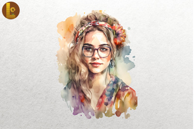 Beautiful Hippie Girl Watercolor 20