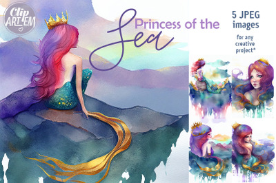 Magic Princess Mermaid 5  JPEG Artworks  Girl Ocean Sea Images Set