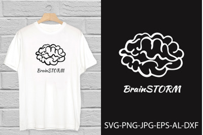 Brainstorm SVG - Brain with lettering design.