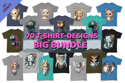 Big Bundle T-Shirt-designs. Fairytale fantasy characters.