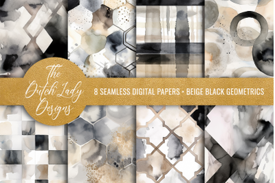 Beige &amp; Black Geometric Seamless Patterns