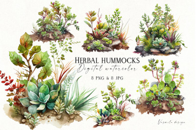 Watercolor Herbal Hummocks Clipart