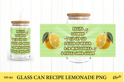 Lemonade Recipe PNG. Lemonade Label Can Glass Sublimation