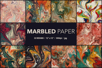 Marbled Papers - 32 Digital Designs