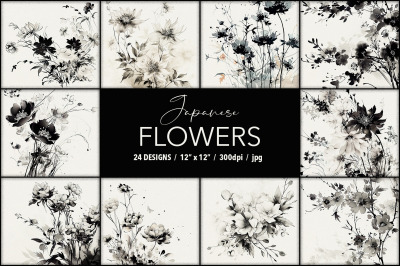 Japanese Flowers - 24 Digital Designs