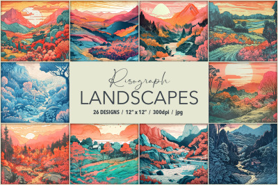 RisoGraph Landscapes - 26 Designs