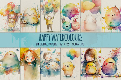 Happy Watercolours - 24 Designs