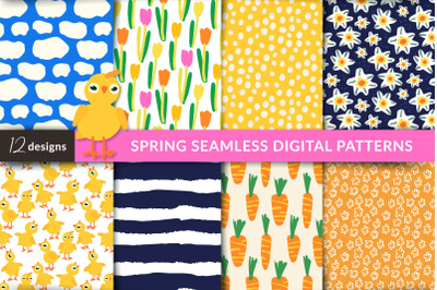 SPRING SEAMLESS DIGITAL PATTERNS set