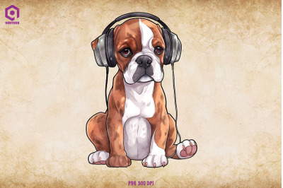 Boxer Wearing Headphone