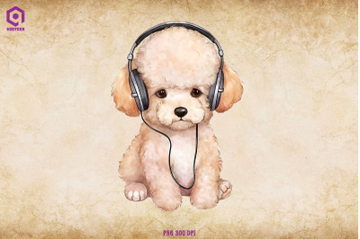 Poodle Wearing Headphone